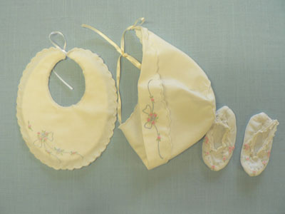 Bonnet, Bib and Bootie Set for Smocked Christening Gown